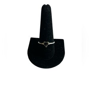 925 Sterling Silver Lab Created Onyx Heart Cubic Zerconia Ring